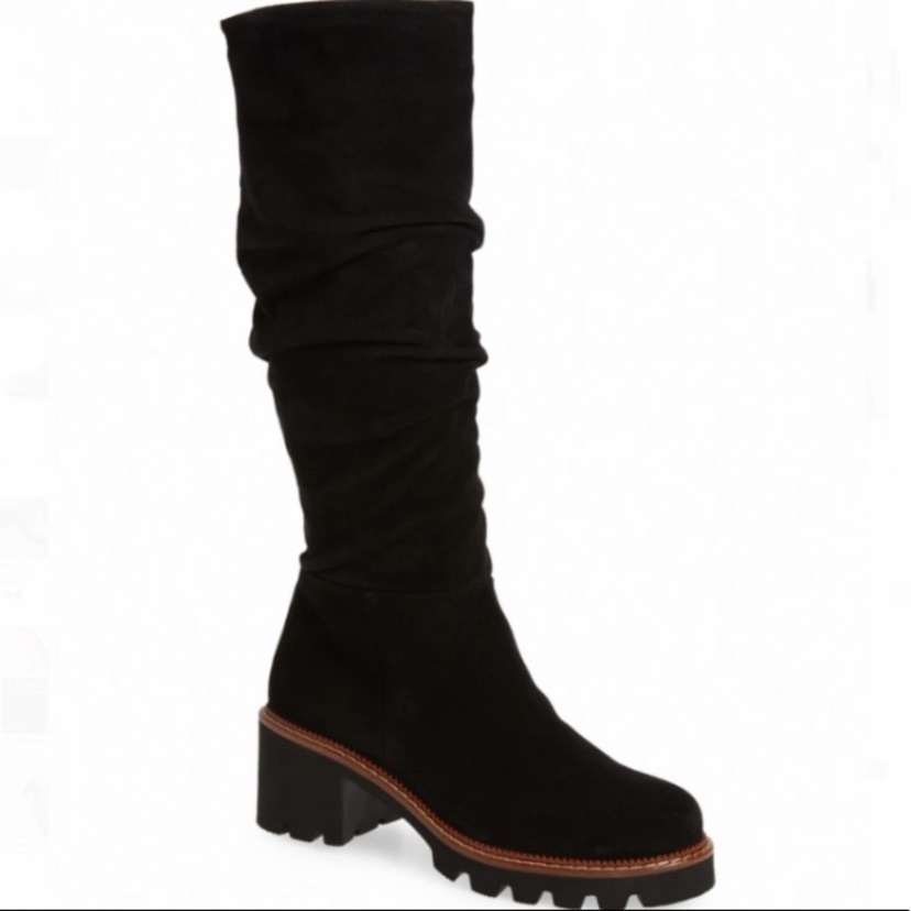 Black Suede Leather Boot. Tall Boots Us 7.5 (Uk 5)